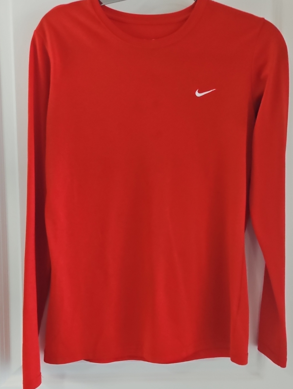 Nike Red Long-Sleeve Shirt with White Swoosh
